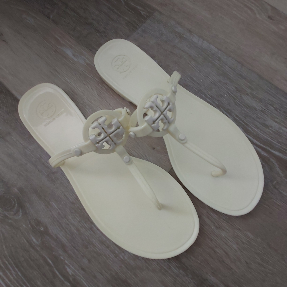 Tory Burch Mini Miller Jelly Sandal Cream Size 10